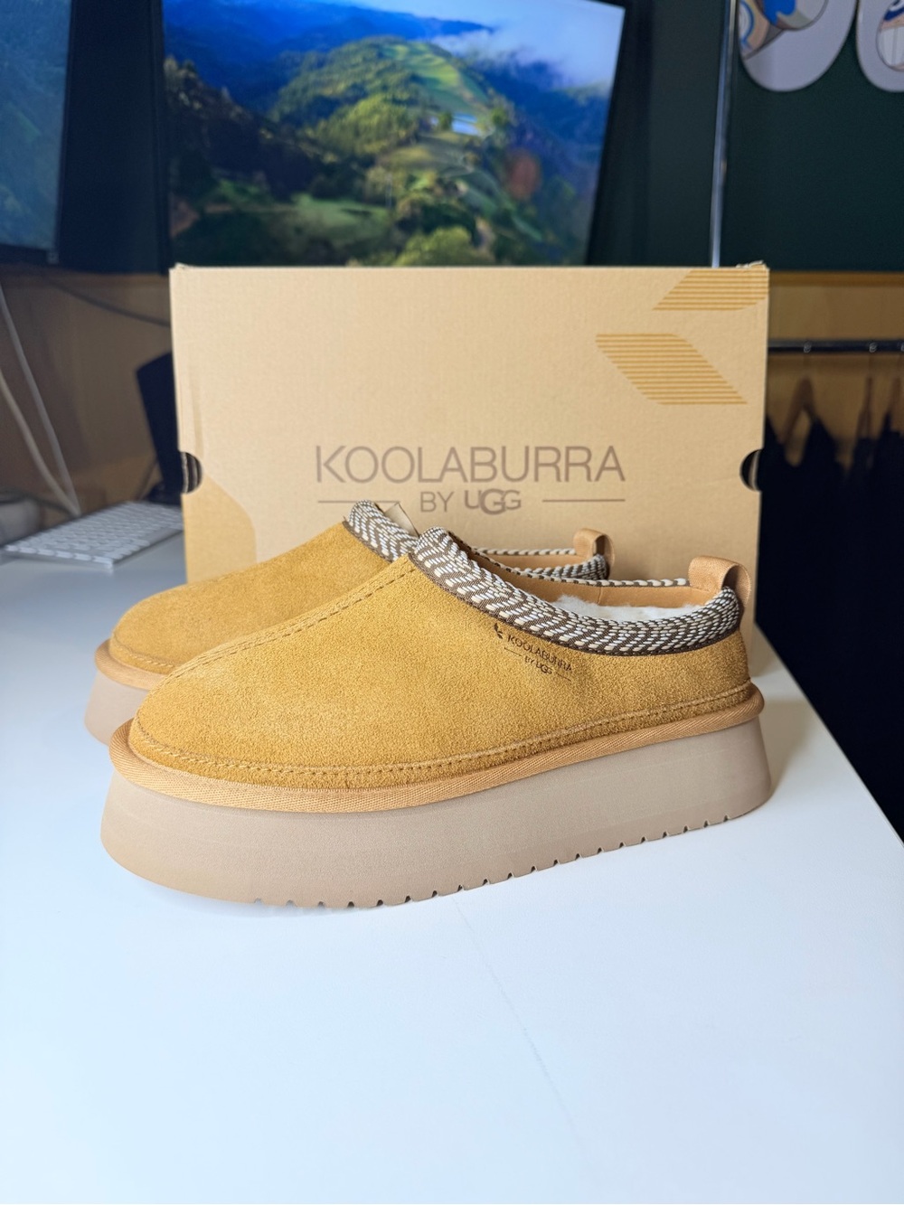 New UGG Koolaburra Burree Platform Chesnut Women’s Slipper